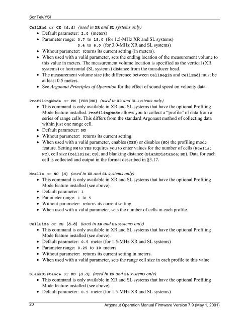 SonTek/YSI Argonaut-XR Technical Manual - HydroScientific West