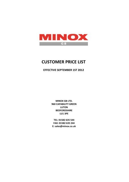 CUSTOMER PRICE LIST - Minox