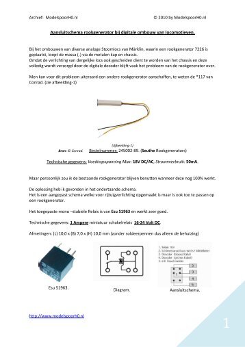 Aansluitschema rookgenerator bij digitale ... - modelbaan.ath.cx