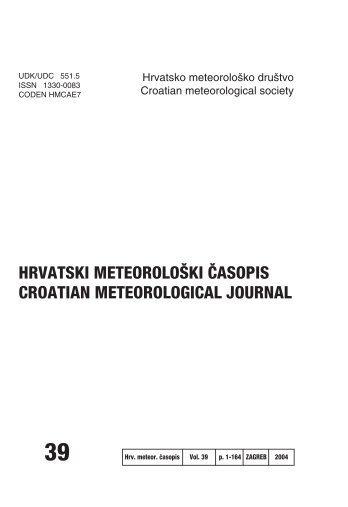 HRVATSKI METEOROLO©KI »ASOPIS CROATIAN ... - HMD