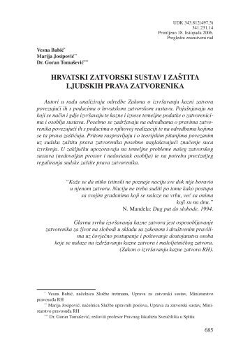 hrvatski zatvorski sustav i zaštita ljudskih prava zatvorenika