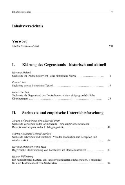 Inhaltsverzeichnis Vorwort I. Klärung des ... - Buchhandel.de