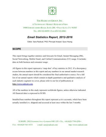 Email Statistics Report, 2012-2016 - The Radicati Group, Inc.