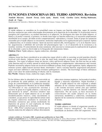 FUNCIONES ENDOCRINAS DEL TEJIDO ADIPOSO ... - SciELO