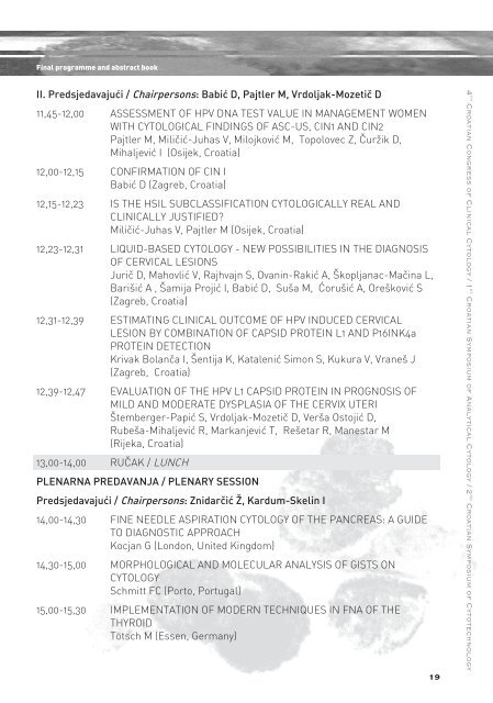 4. Hrvatski kongres kliniËke citologije 4th Croatian Congress ... - Penta