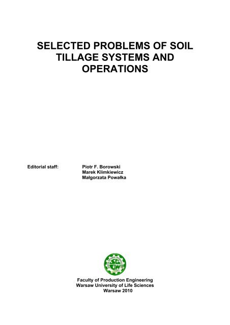 selected problems of soil tillage systems and operations - Wydział 