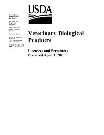 Veterinary Biological Products - aphis