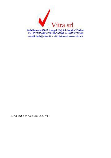 STRATIFICATI Costo in € - Vitra S.r.l.