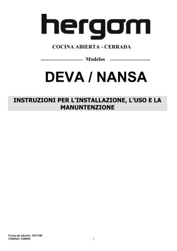 Manuale Deva e Nansa termocucine