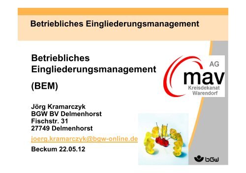 Betriebliches Eingliederungsmanagement (BEM) - DiAG, Muenster ...