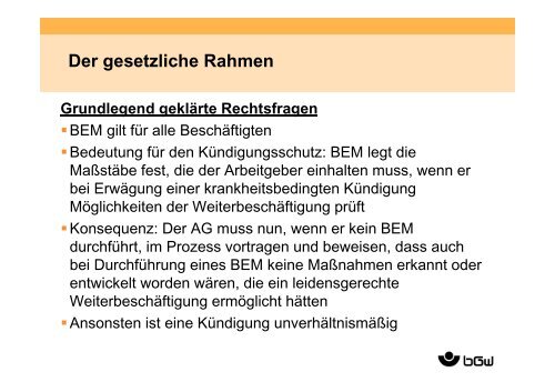 Betriebliches Eingliederungsmanagement (BEM) - DiAG, Muenster ...