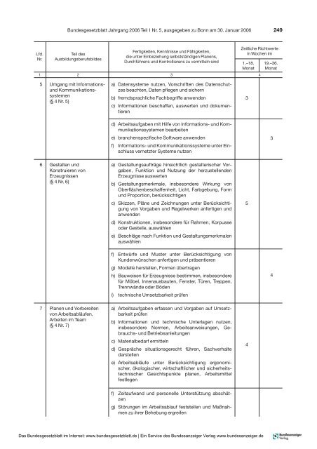 Ausbildungsordnung (PDF) - Tischler NRW