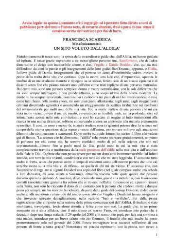 francesca scarrica un sito voluto dall'aldila' - Metafonicamente