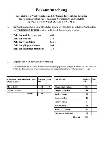 Bekanntmachung - Amt Crivitz