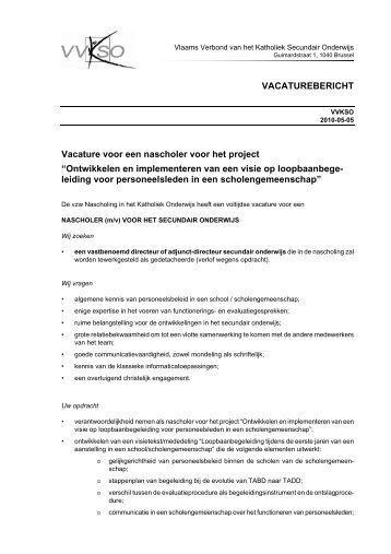 VACATUREBERICHT Vacature voor een nascholer voor het project ...
