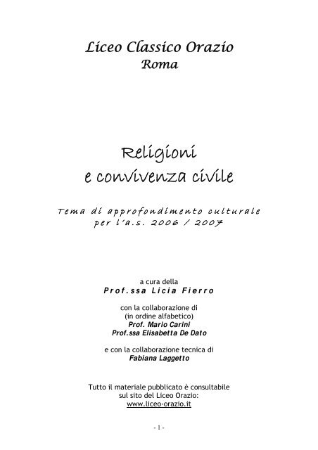 Relazione ReligioniEconvivenzaCivile.pdf - Liceo Ginnasio Statale ...