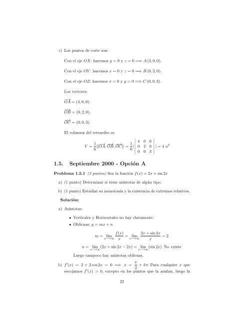 Problemas de Selectividad de Matemáticas II Comunidad de Madrid (Resueltos)