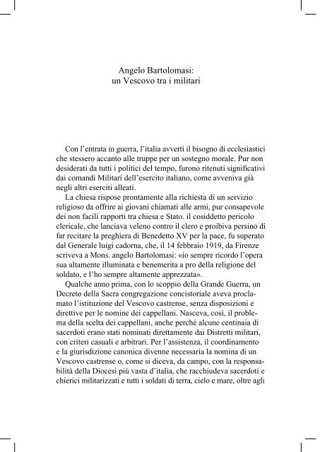 Angelo Bartolomasi - Ordinariato Militare in Italia
