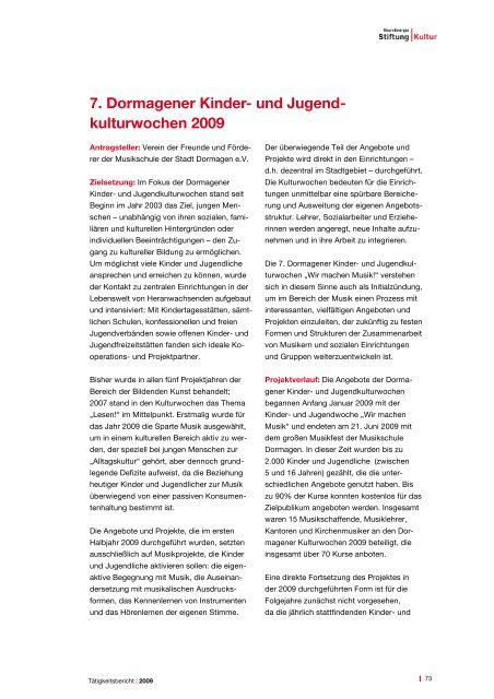 RheinEnergie Stiftung Kultur Tätigkeitsbericht 2009