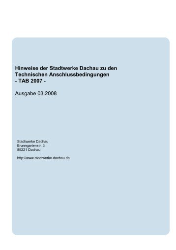 Ergänzende Bedingungen TAB2007 - Stadtwerke Dachau
