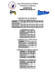 Líderes por Departamentos - Liga de Softball Valencia