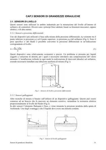 CAP.3 SENSORI DI GRANDEZZE IDRAULICHE