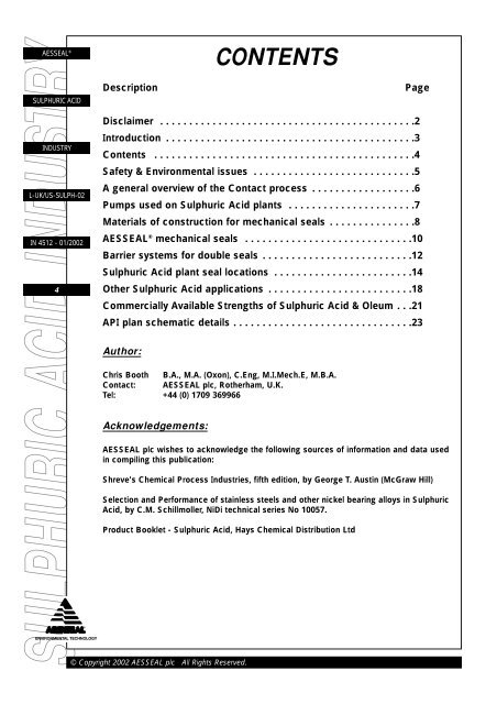 A guide to sealing sulphuric acid plants - AR Thomson Group