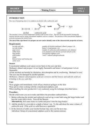 PDF file: Higher Chemistry: Making Esters - Education Scotland