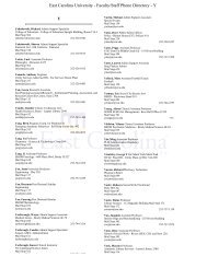 East Carolina University - Faculty/Staff Phone Directory - Y