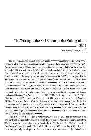 'The Writing of the Xici Zhuan and the Making of the Yijing ... - Biroco