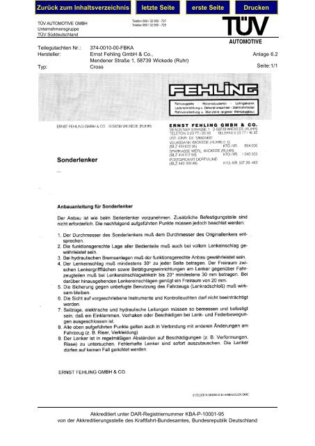 TEILEGUTACHTEN Nr.374-0010-00 - Fehling