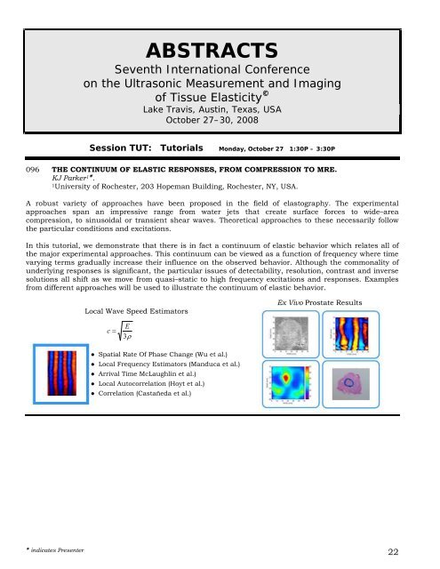 proceedings - International Tissue Elasticity Conference