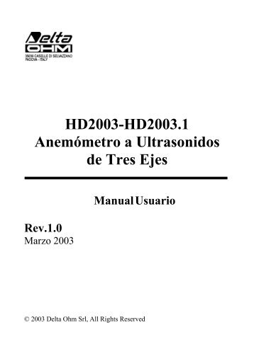 HD2003-HD2003.1 Anemómetro a Ultrasonidos ... - Deltaohm.Com.Br