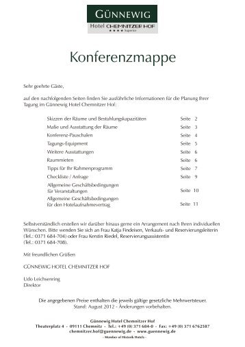 Vollständige Konferenzmappe zum Download. - bei den Günnewig ...