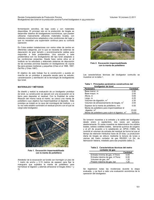 (número 2) 2011 Biodigestores tipo túnel en la producción porci