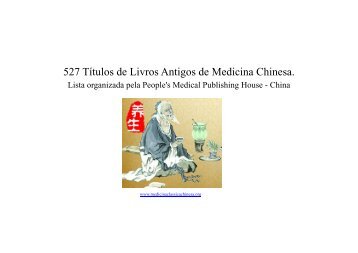 527 Títulos de Livros Antigos de Medicina Chinesa.