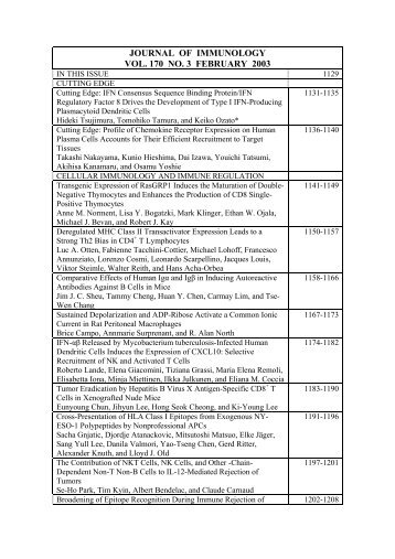 JOURNAL OF IMMUNOLOGY VOL. 170 NO. 3 FEBRUARY 2003