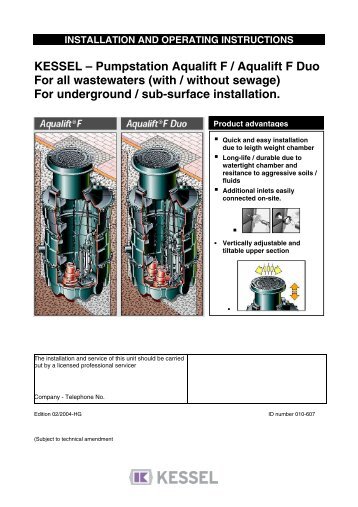 KESSEL – Pumpstation Aqualift F / Aqualift F Duo ... - Kessel Design