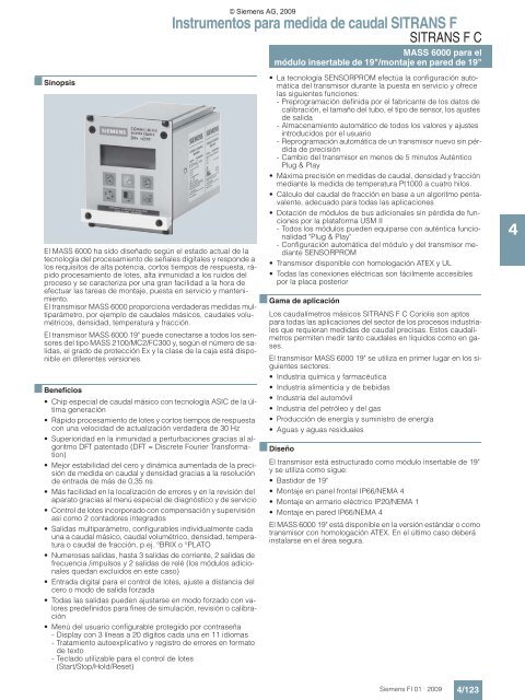 Instrumentos para medida de caudal SITRANS F - GRUP DAP