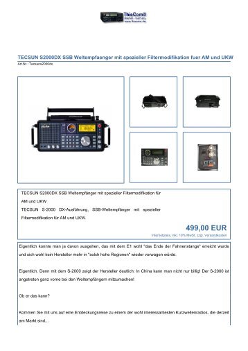 TECSUN S2000DX SSB Weltempfänger mit spezieller ... - WAKWAK