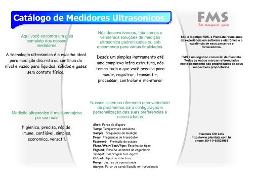 Catálogo de Medidores Ultrasonicos - Plandata