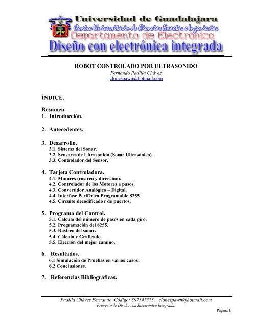 Robot controlado por Ultrasonido