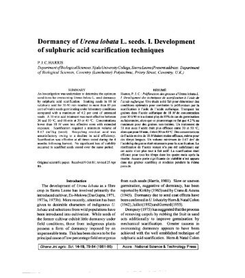 Dormancy of Urena lobata L. seeds. I. Development of sulphuric ...