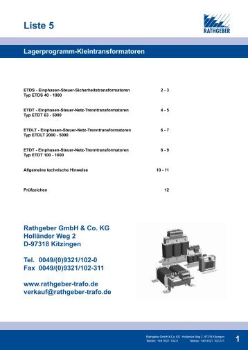 Liste 5 - rathgeber • transformatoren