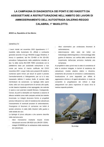 la campagna di diagnostica dei ponti e dei viadotti da ... - MODO sa