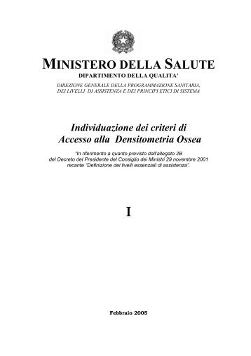 Individuazione dei criteri di Accesso alla Densitometria Ossea