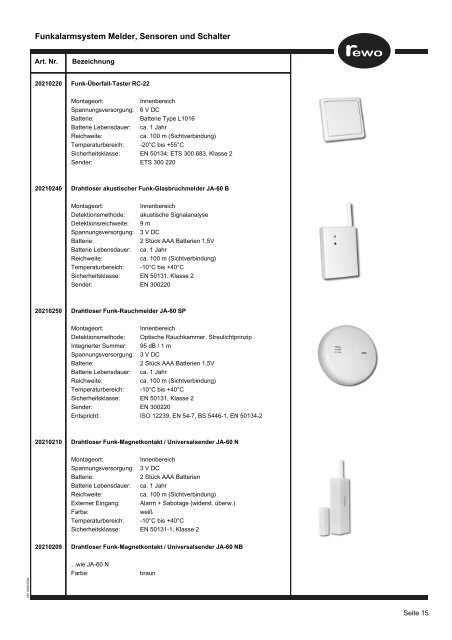 Produktkatalog Sicherheitstechnik für den Fachhandel www.rewo ...