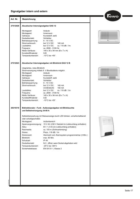 Produktkatalog Sicherheitstechnik für den Fachhandel www.rewo ...