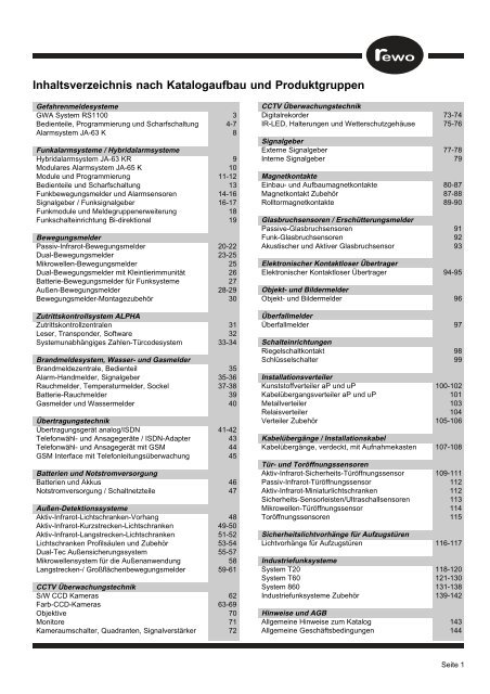 Produktkatalog Sicherheitstechnik für den Fachhandel www.rewo ...