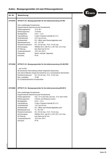 Produktkatalog Sicherheitstechnik für den Fachhandel www.rewo ...